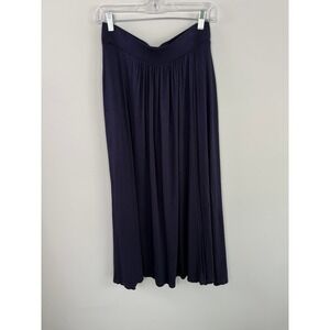 Boden Maxi Wrap Skirt Navy Blue 8P Petite Jersey Knit Pleated Minimalist